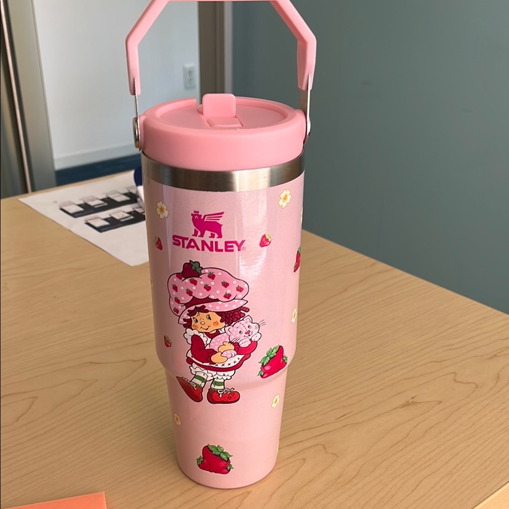 Stanley Pink Tumbler with Strawberry Design
